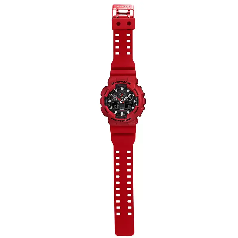 Casio G-Shock GA-100B-4A Dual-time Red Band Men's Watch